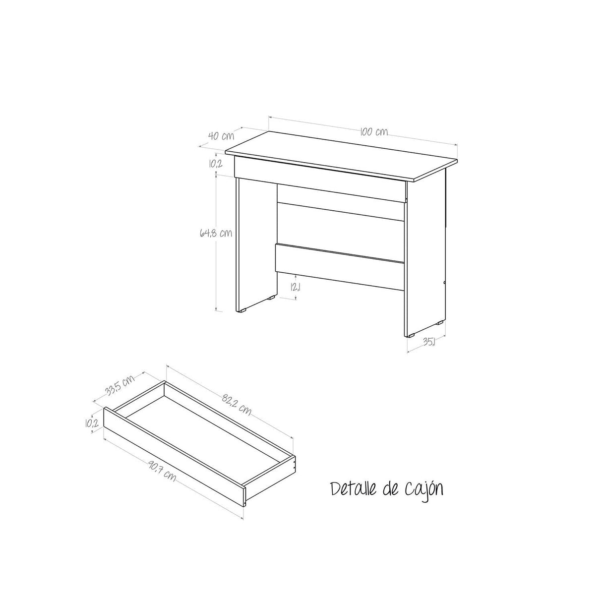 Escritorio Cien 76 Caramelo 100x76.9cm Con Un Cajón - Escritorios | Bylmo