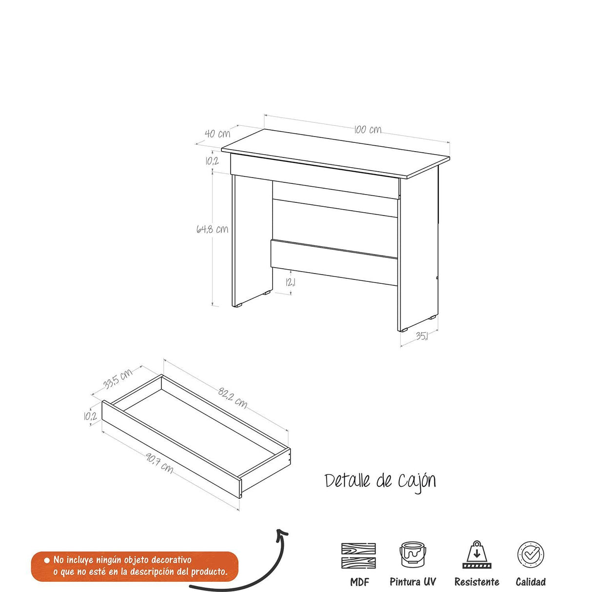 Escritorio Cien 76 Wengue 100x76.9cm Con Un Cajón - Escritorios | Bylmo