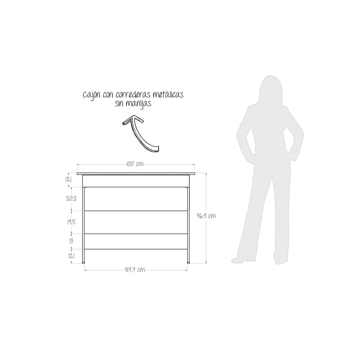 Escritorio Cien 76 Wengue 100x76.9cm Con Un Cajón - Escritorios | Bylmo