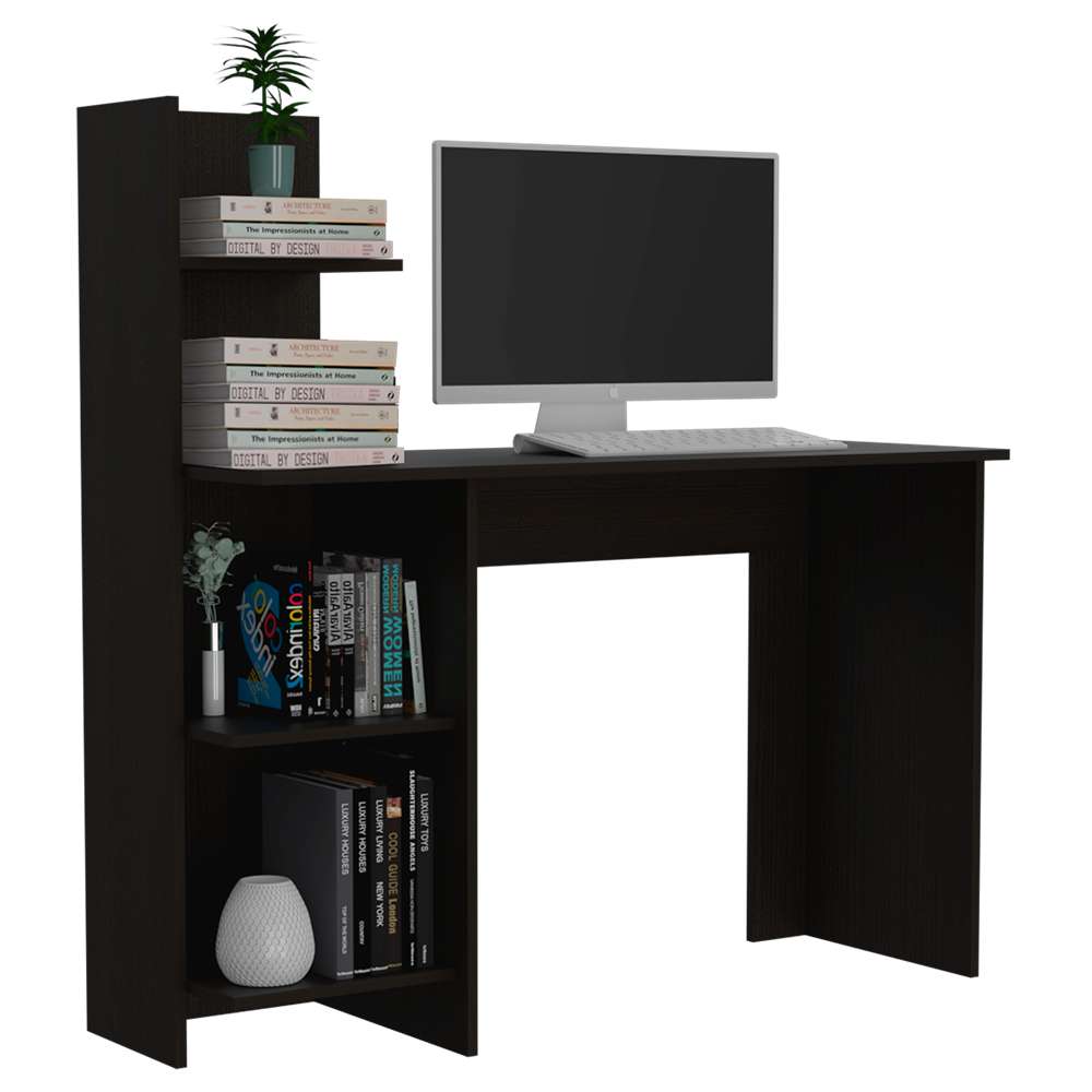 Escritorio Vilna Wengue 120x120.6cm sin Cajones y con Organizador de Libros - Escritorios y Archivadores | Bylmo