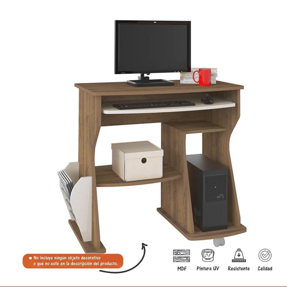 Escritorio Adelaide Pino 88 cm con Revistero y Entrepaños - Escritorios y Archivadores | Bylmo