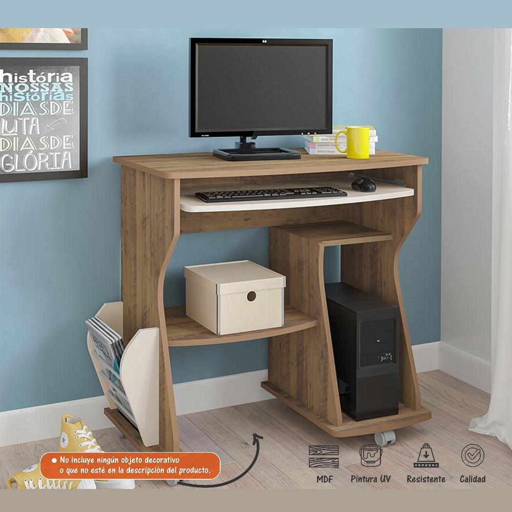 Escritorio Adelaide Pino 88 cm con Revistero y Entrepaños - Escritorios y Archivadores | Bylmo