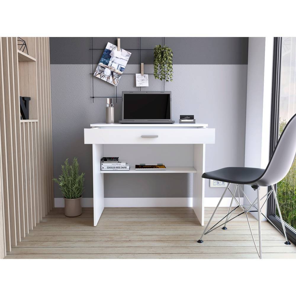 Escritorio Edificie Blanco 80 cm con Cajón y Entrepaño - Escritorios y Archivadores | Bylmo