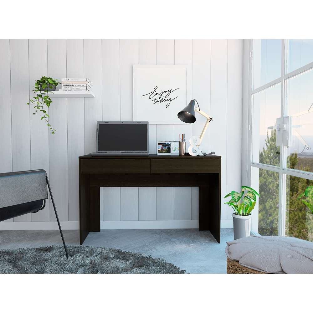 Escritorio Acre Wengue 120.2x75.6cm Con Dos Cajones - Escritorios y Archivadores | Bylmo