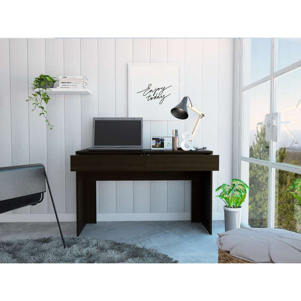 Escritorio Acre Wengue 120.2x75.6cm Con Dos Cajones - Escritorios y Archivadores | Bylmo