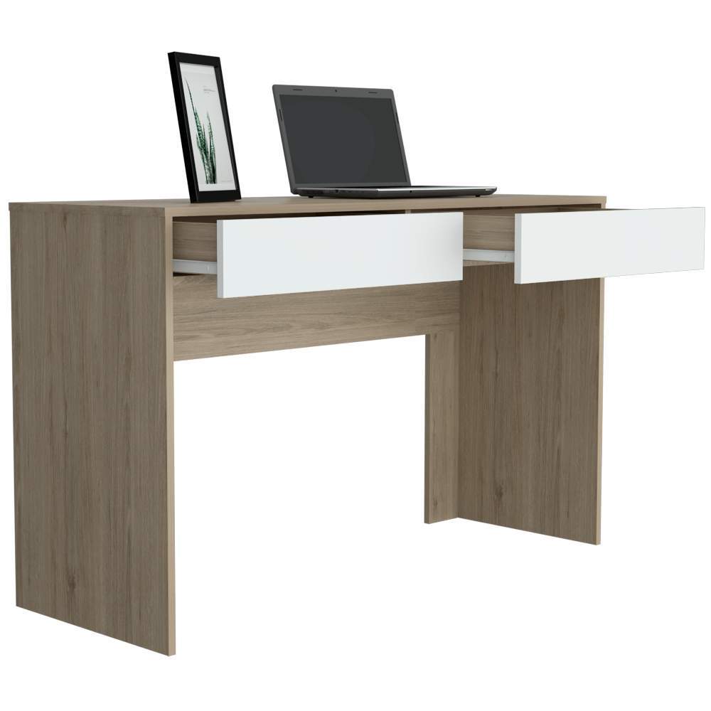 Escritorio Acre Rovere y Blanco 120.2x75cm Con Dos Cajones - Escritorios y Archivadores | Bylmo