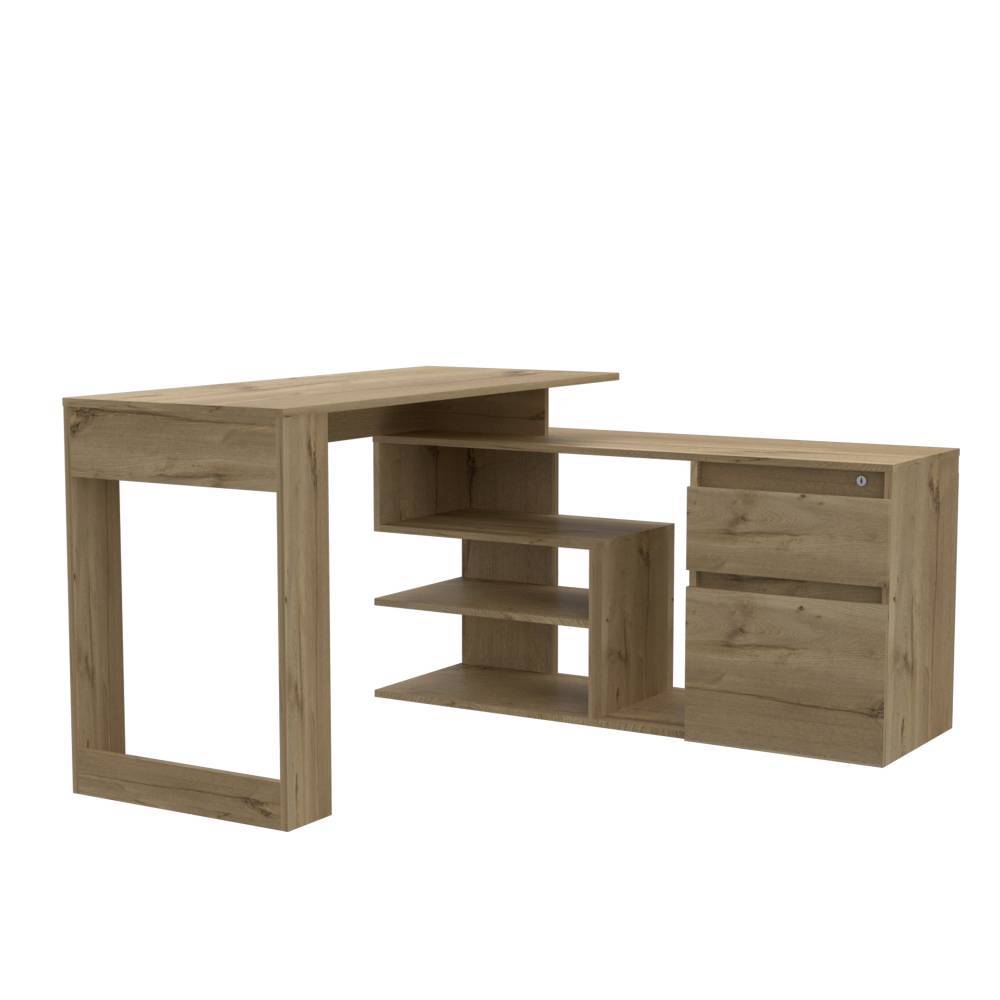 Escritorio en L Alteza Duna 121.5x73.5cm Con Un Cajón y con Organizador de Libros - Escritorios y Archivadores | Bylmo