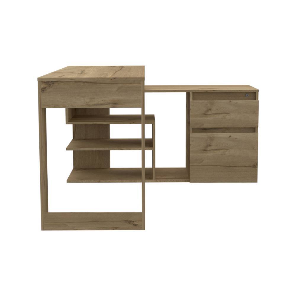 Escritorio en L Alteza Duna 121.5x73.5cm Con Un Cajón y con Organizador de Libros - Escritorios y Archivadores | Bylmo