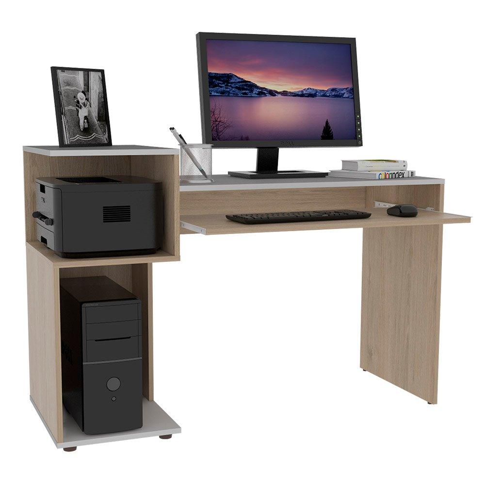 Escritorio Atlanter Rovere y Blanco 120x81.5cm sin Cajones y con Organizador de Libros - Escritorios y Archivadores | Bylmo