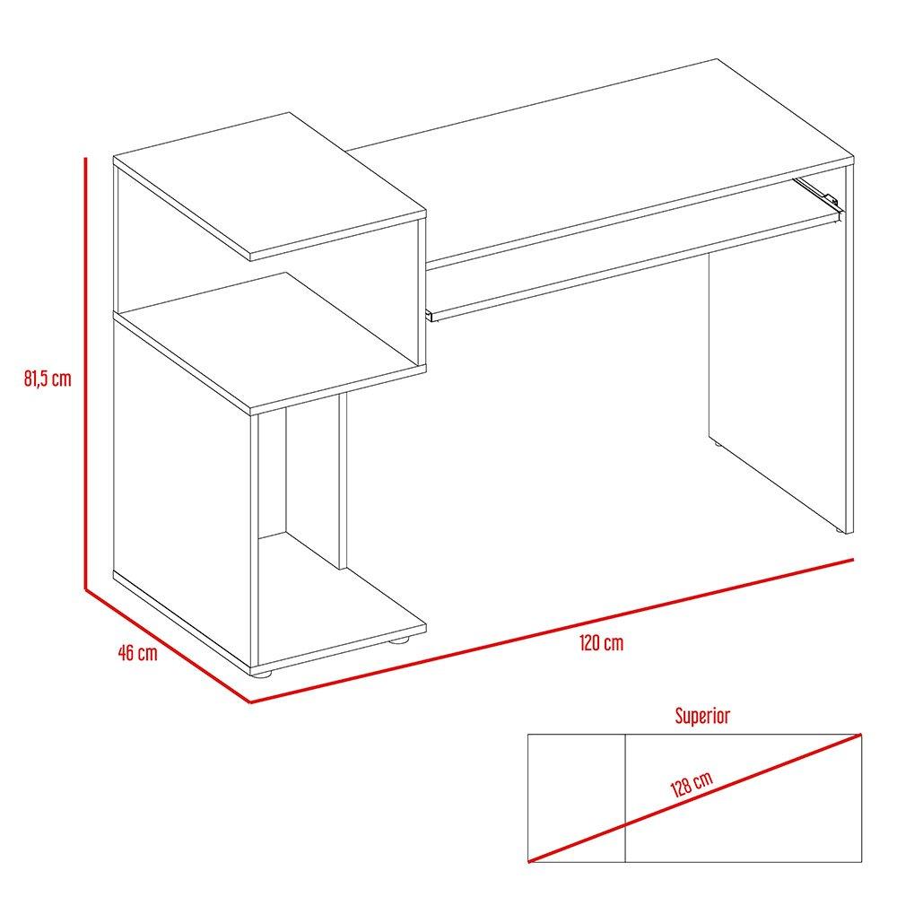 Escritorio Atlanter Rovere y Blanco 120x81.5cm sin Cajones y con Organizador de Libros - Escritorios y Archivadores | Bylmo