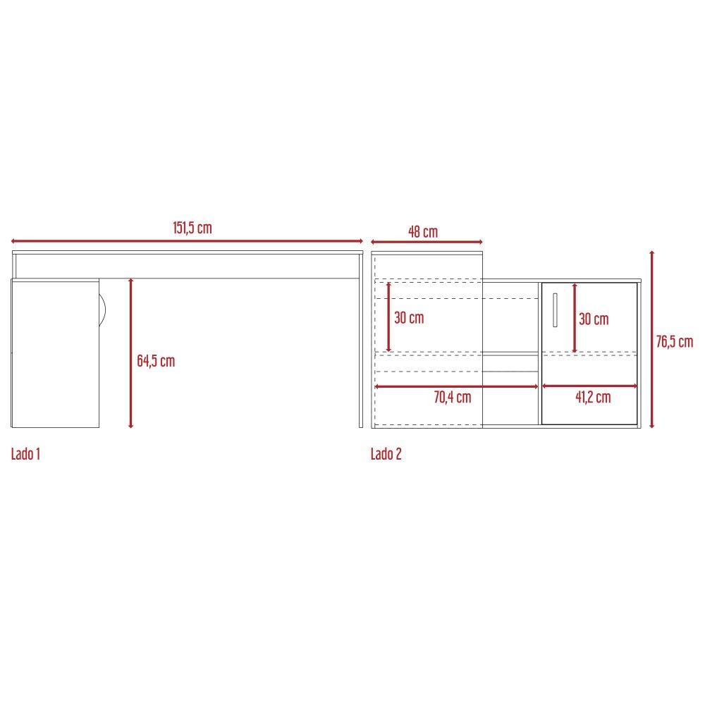 Escritorio en L Axis Duna 151.5x76.5cm sin Cajones y con Organizador de Libros - Escritorios y Archivadores | Bylmo