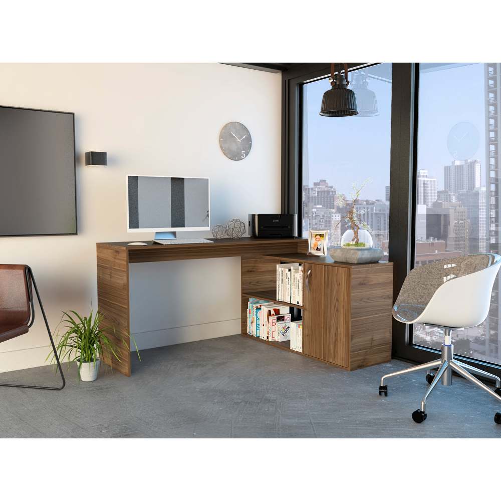 Escritorio en L Axis Gales 151.5x76.5cm sin Cajones y con Organizador de Libros - Escritorios y Archivadores | Bylmo