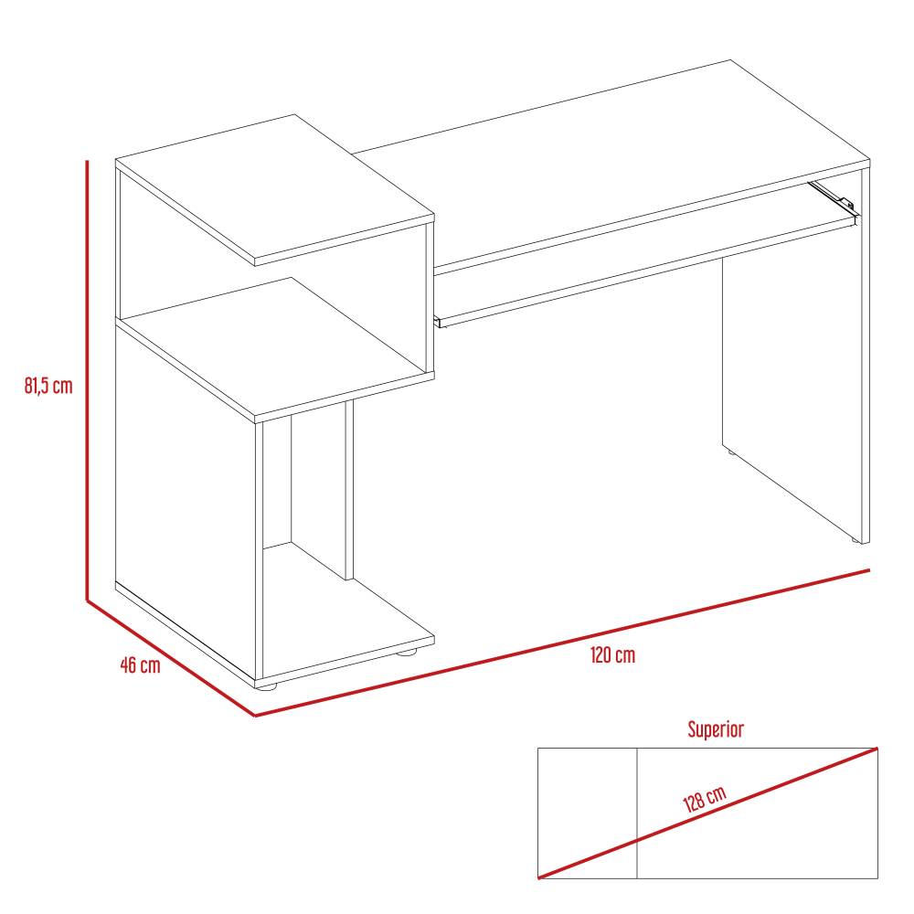 Escritorio Balmoral Wengue 120 cm con Entrepaños - Escritorios y Archivadores | Bylmo