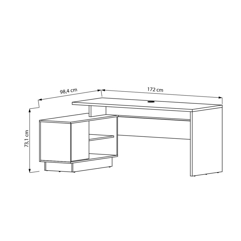 Escritorio en L Berlín Cemento 172 cm con Puerta y Entrepaños - Escritorios y Archivadores | Bylmo