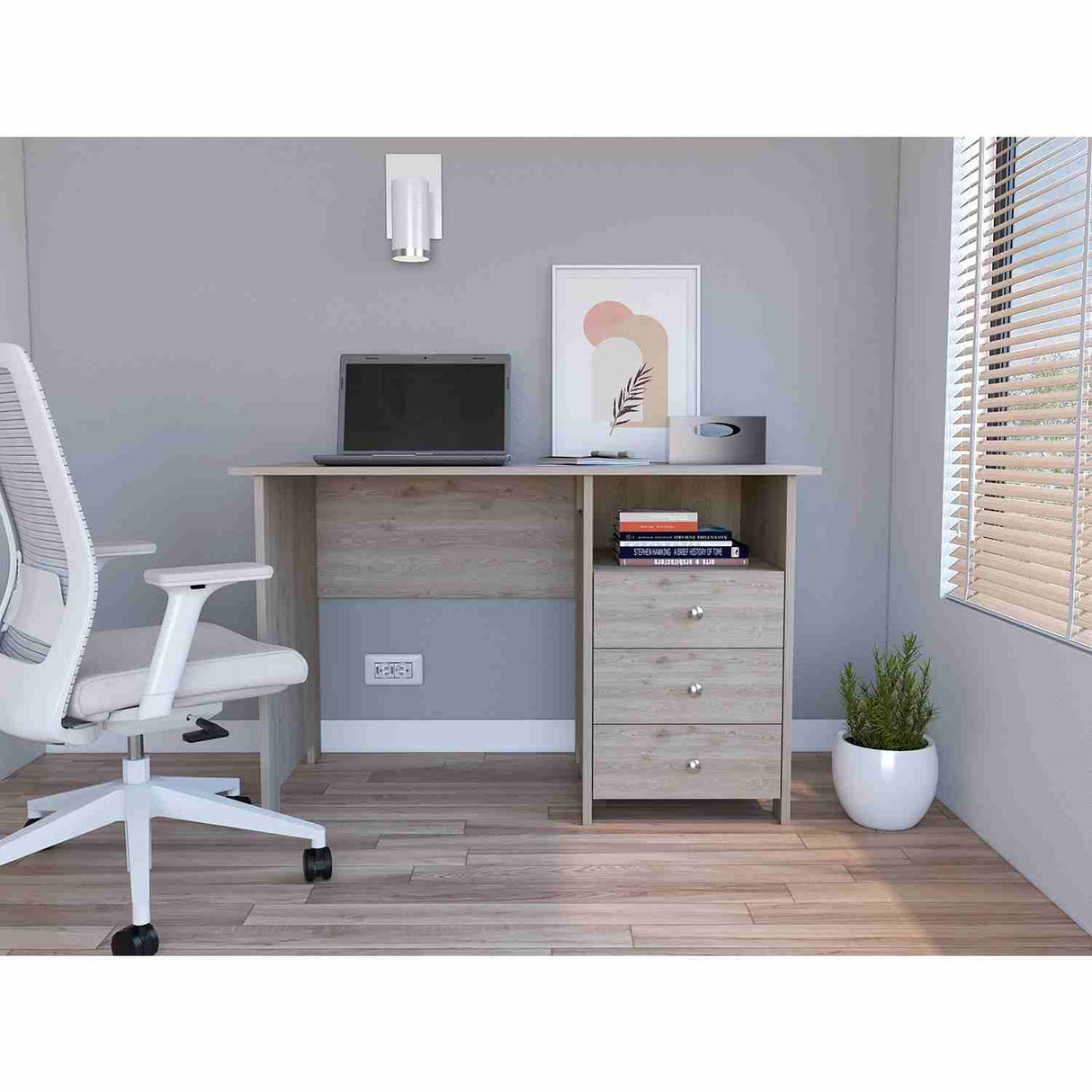 Escritorio Bianco Ceniza 120x75cm Con Tres Cajones - Escritorios | Bylmo