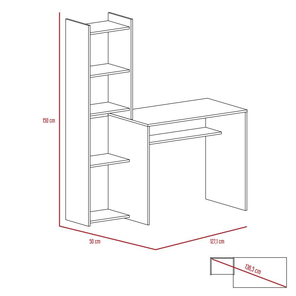 Escritorio Napoli Wengue 127 cm con Biblioteca - Escritorios y Archivadores | Bylmo
