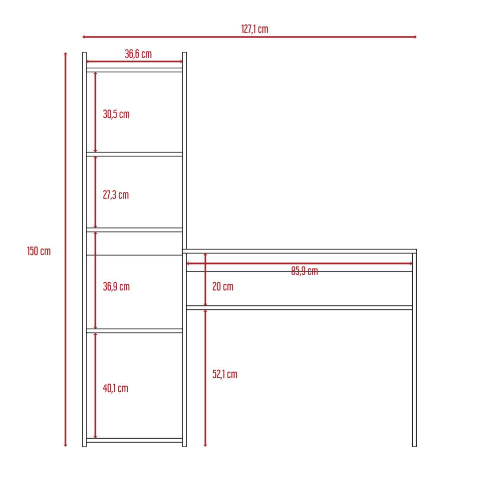 Escritorio Napoli Wengue 127 cm con Biblioteca - Escritorios y Archivadores | Bylmo