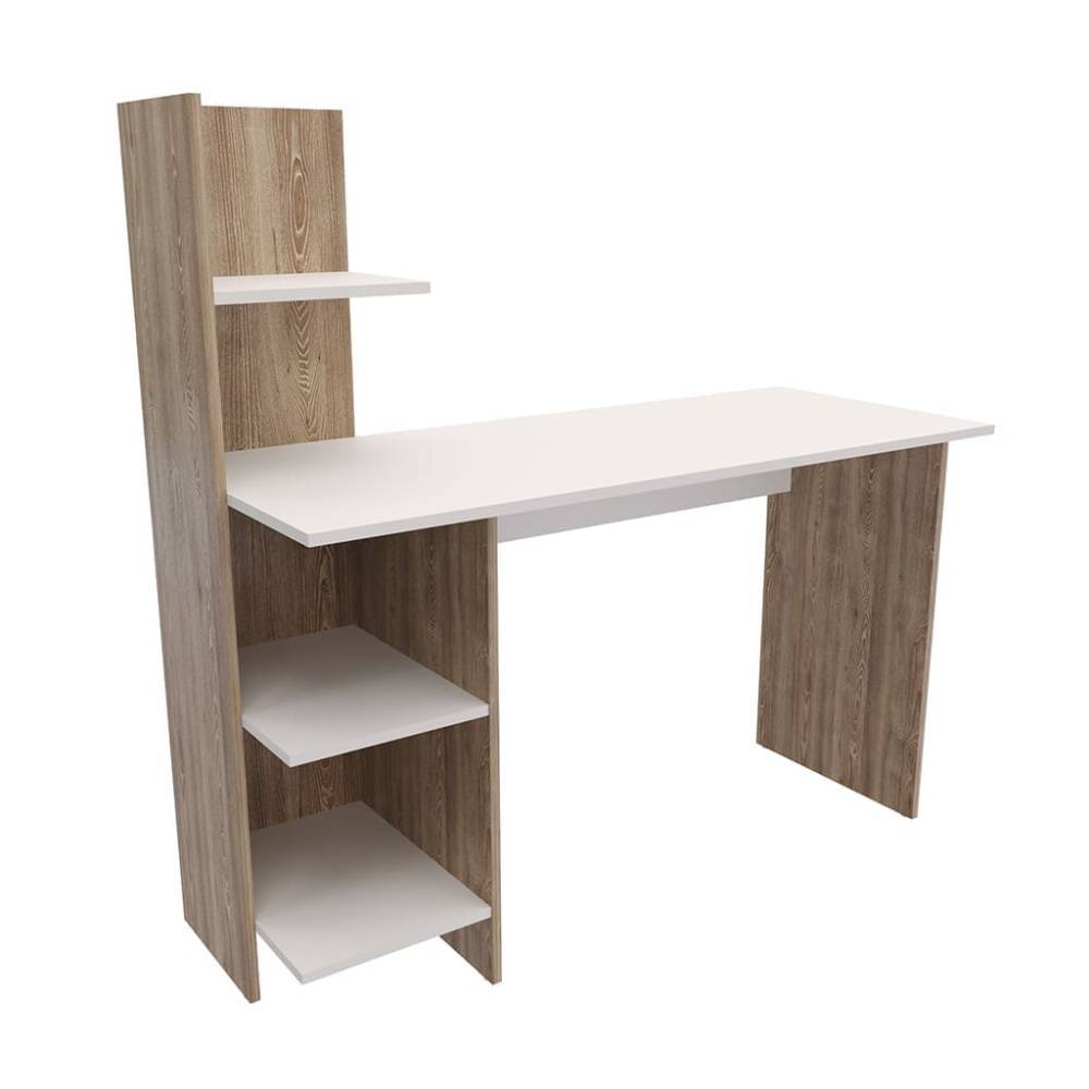 Escritorio Wex Duna y Blanco 120x120cm sin Cajones y con Organizador de Libros - Escritorios y Archivadores | Bylmo