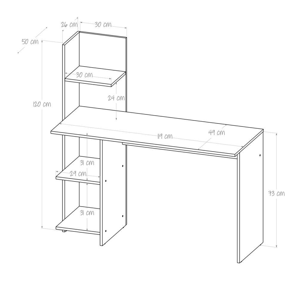 Escritorio Wex Duna y Blanco 120x120cm sin Cajones y con Organizador de Libros - Escritorios y Archivadores | Bylmo