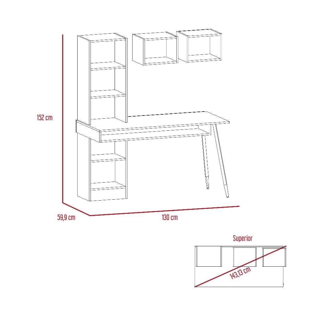 Escritorio Brunatti Duna 130 cm con Entrepaños y repisas - Escritorios y Archivadores | Bylmo