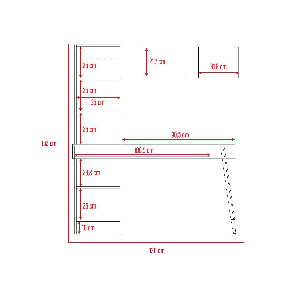 Escritorio Brunatti Duna 130 cm con Entrepaños y repisas - Escritorios y Archivadores | Bylmo