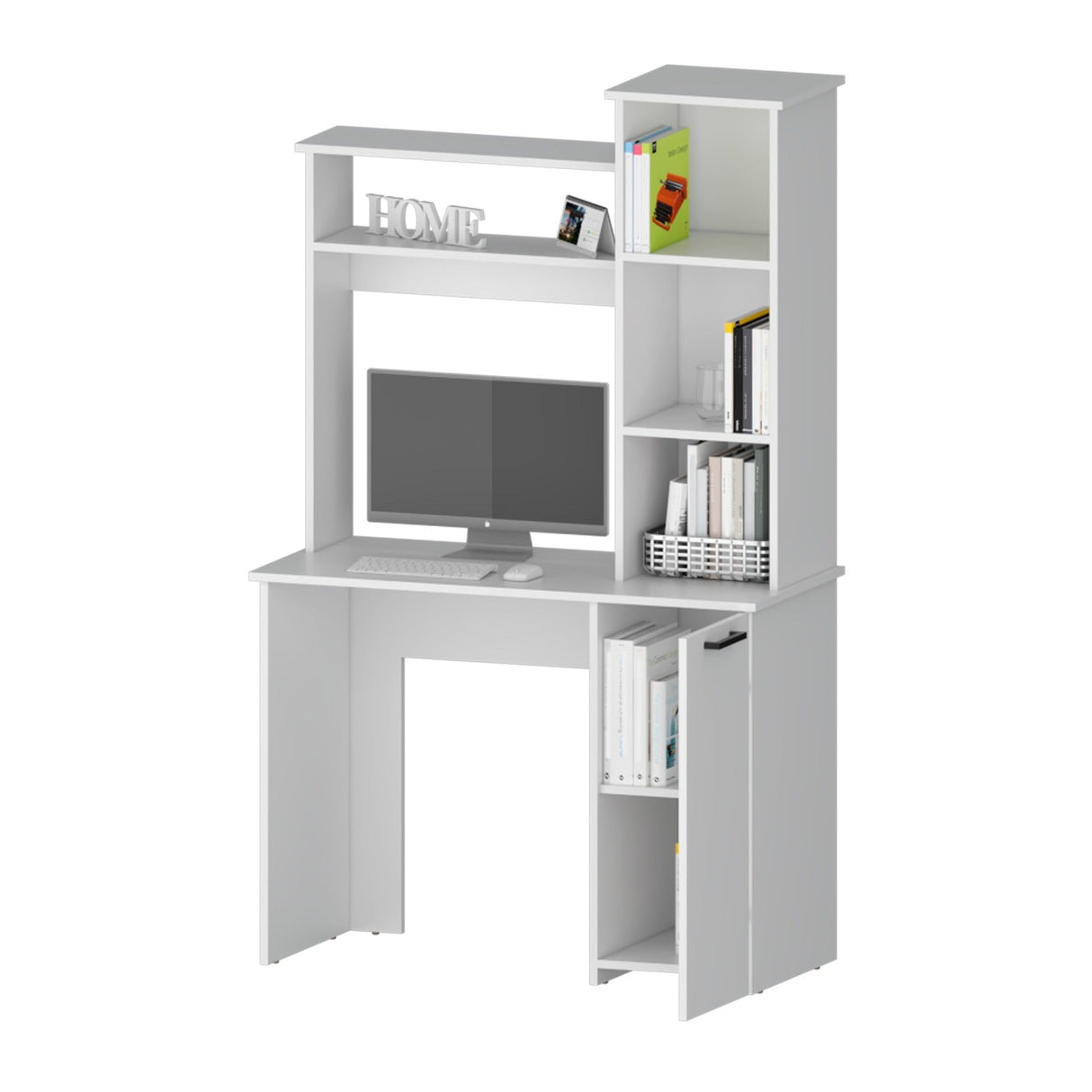 Escritorio Carson Blanco 99 cm con Biblioteca y una Puerta - Escritorios | Bylmo