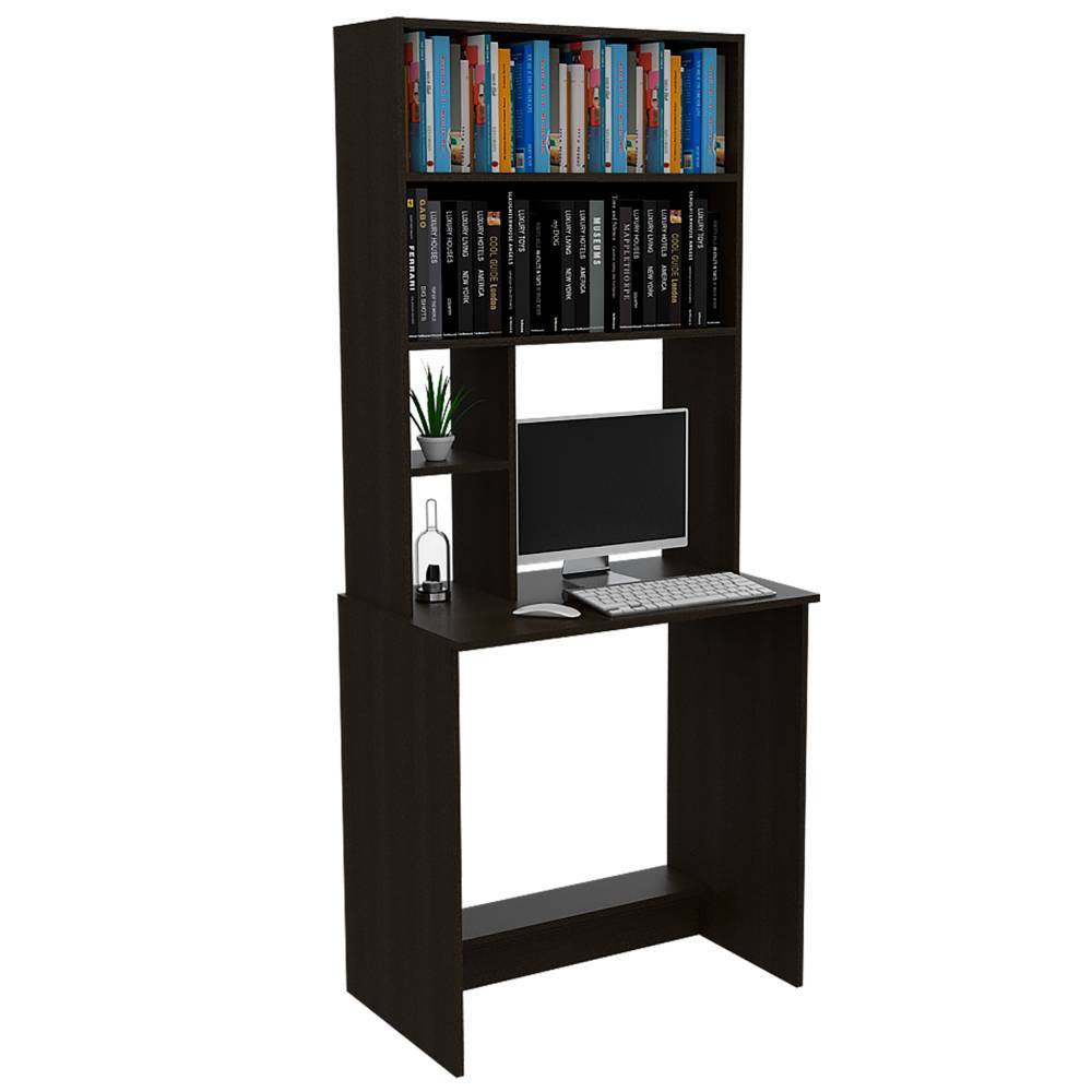 Centro de Computo Biblio Wengue 75.2x180.7cm sin Cajones y con Organizador de Libros - Escritorios y Archivadores | Bylmo