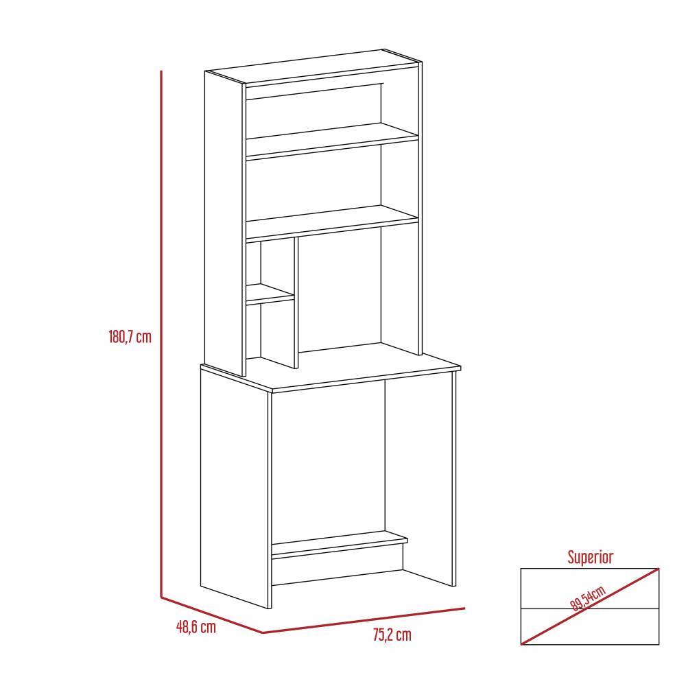 Centro de Computo Biblio Wengue 75.2x180.7cm sin Cajones y con Organizador de Libros - Escritorios y Archivadores | Bylmo