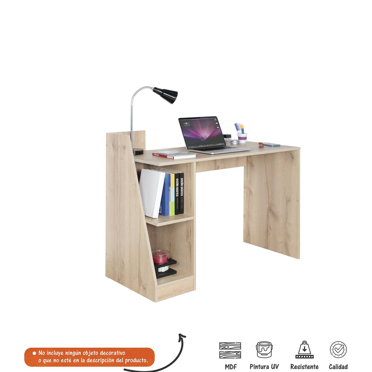 Escritorio Duna 110x84.4cm sin Cajones y con Organizador de Libros - Escritorios | Bylmo