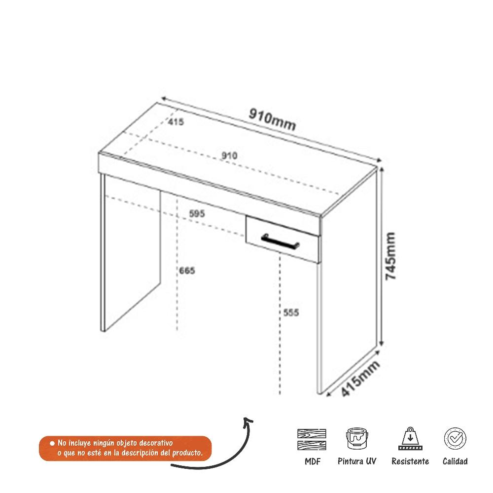 Escritorio Cooler Blanco 91x74cm Con Un Cajón - Escritorios y Archivadores | Bylmo