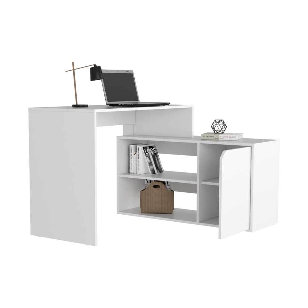 Escritorio en L Rennes Blanco 116.65x73.6cm sin Cajones y con Organizador de Libros - Escritorios y Archivadores | Bylmo