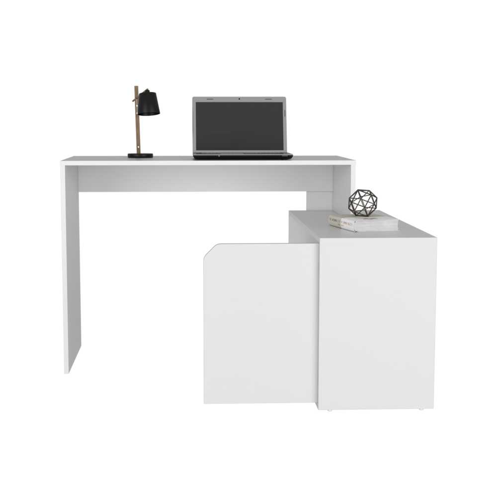 Escritorio en L Rennes Blanco 116.65x73.6cm sin Cajones y con Organizador de Libros - Escritorios y Archivadores | Bylmo