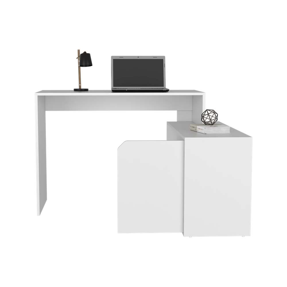 Escritorio en L Rennes Blanco 116 cm con Entrepaños y Puerta - Escritorios y Archivadores | Bylmo