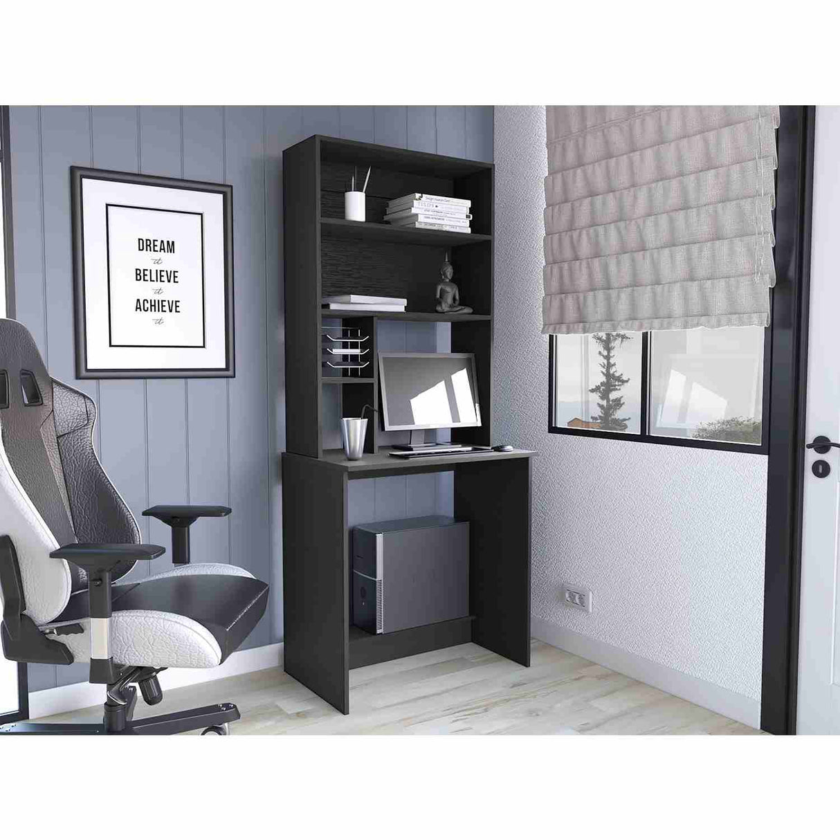 Centro de Computo Biblio Wengue 75x181cm sin Cajones - Escritorios | Bylmo