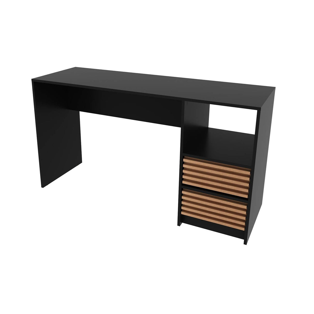 Escritorio Estrella Negro y Almendra 135.8x45cm con Dos Cajoes - Escritorios y Archivadores | Bylmo