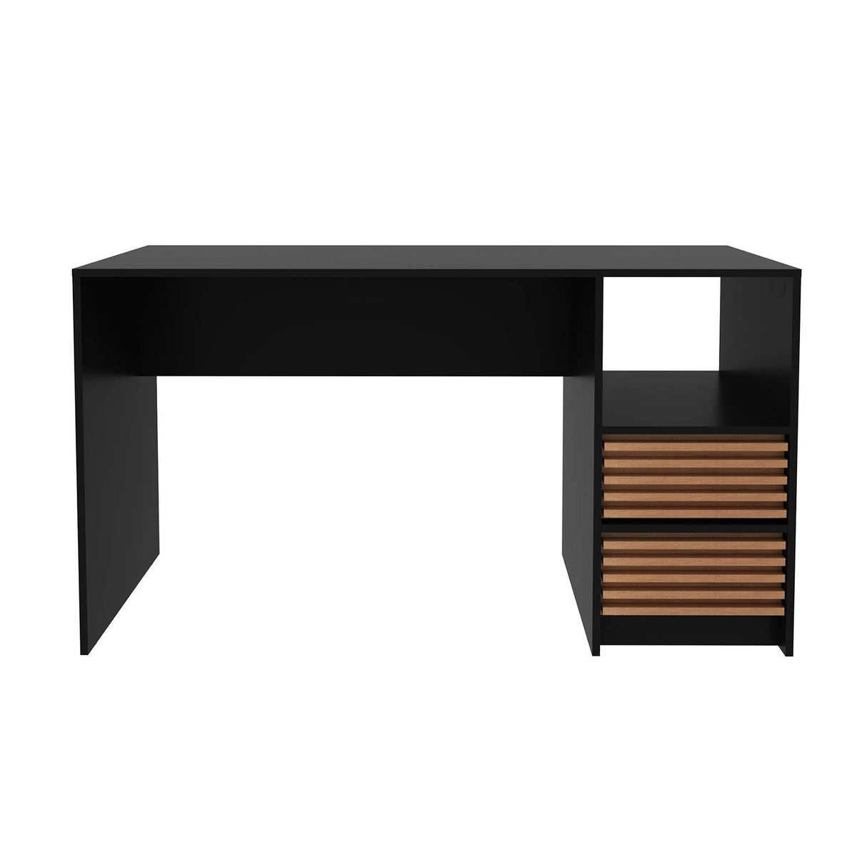 Escritorio Estrella Negro y Almendra 135.8x45cm con Dos Cajoes - Escritorios y Archivadores | Bylmo