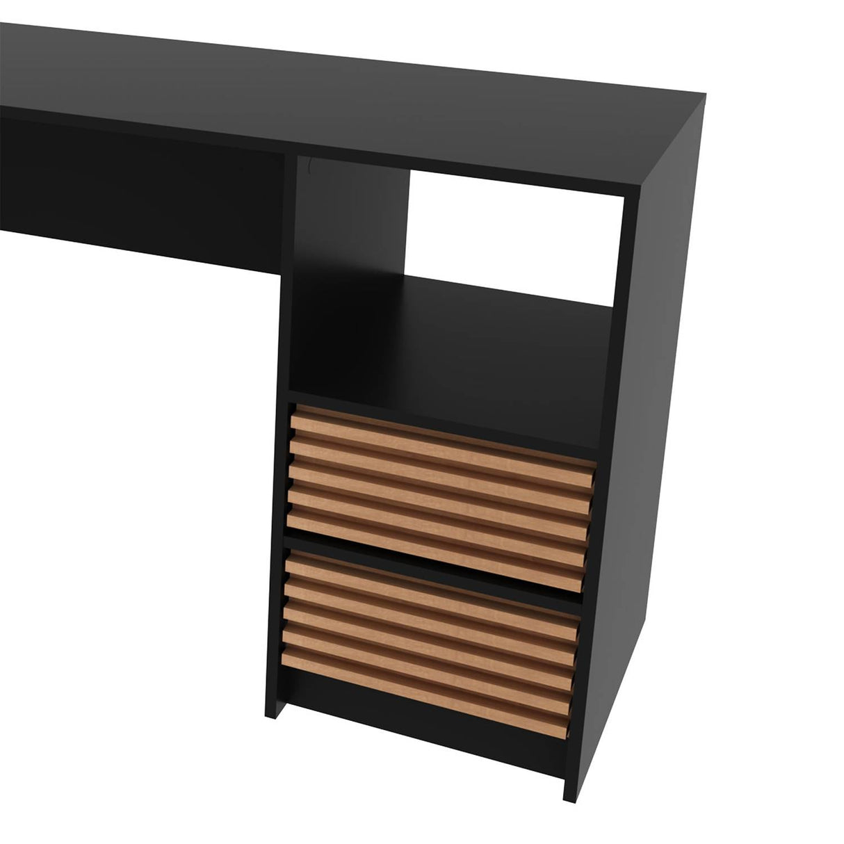 Escritorio Estrella Negro y Almendra 135.8x45cm con Dos Cajoes - Escritorios y Archivadores | Bylmo