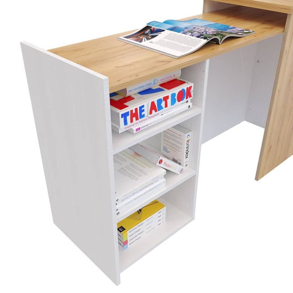 Escritorio Expansible M01563 Duna 40x77cm sin Cajones y con Organizador de Libros - Escritorios y Archivadores | Bylmo