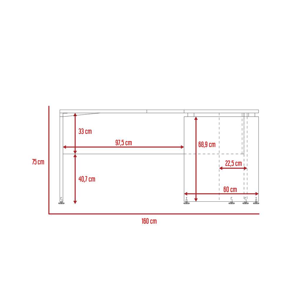Escritorio en L Home Office Coñac 160 cm Minimalista - Escritorios y Archivadores | Bylmo