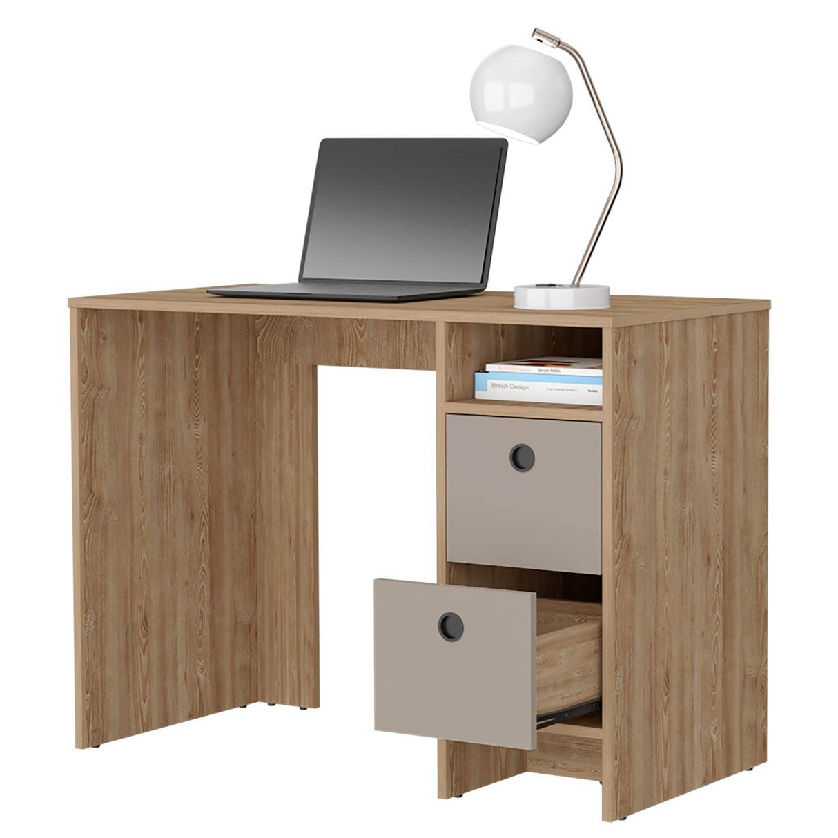 Escritorio Khali Miel 100 cm con Dos Cajones - Escritorios | Bylmo
