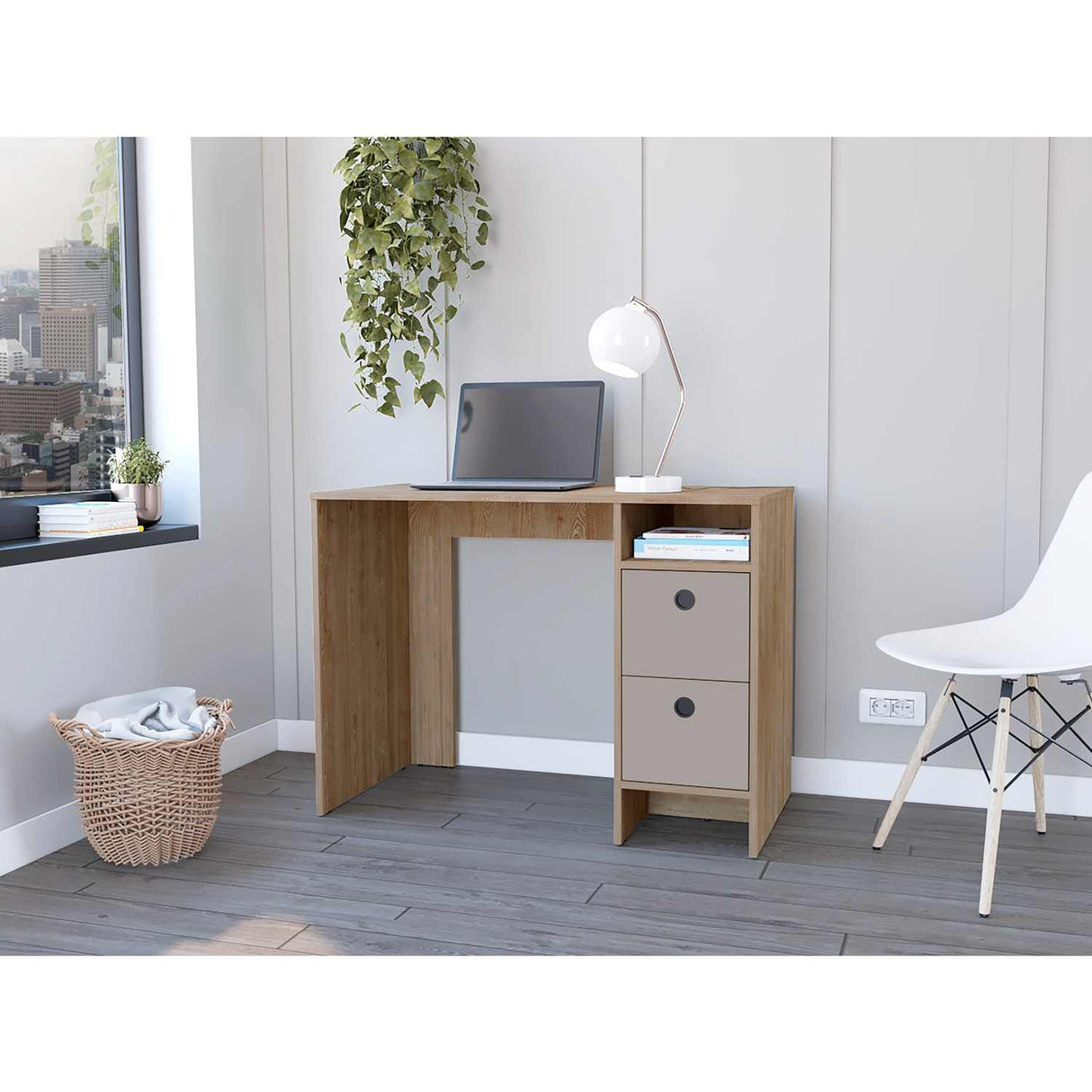 Escritorio Khali Miel 100 cm con Dos Cajones - Escritorios | Bylmo