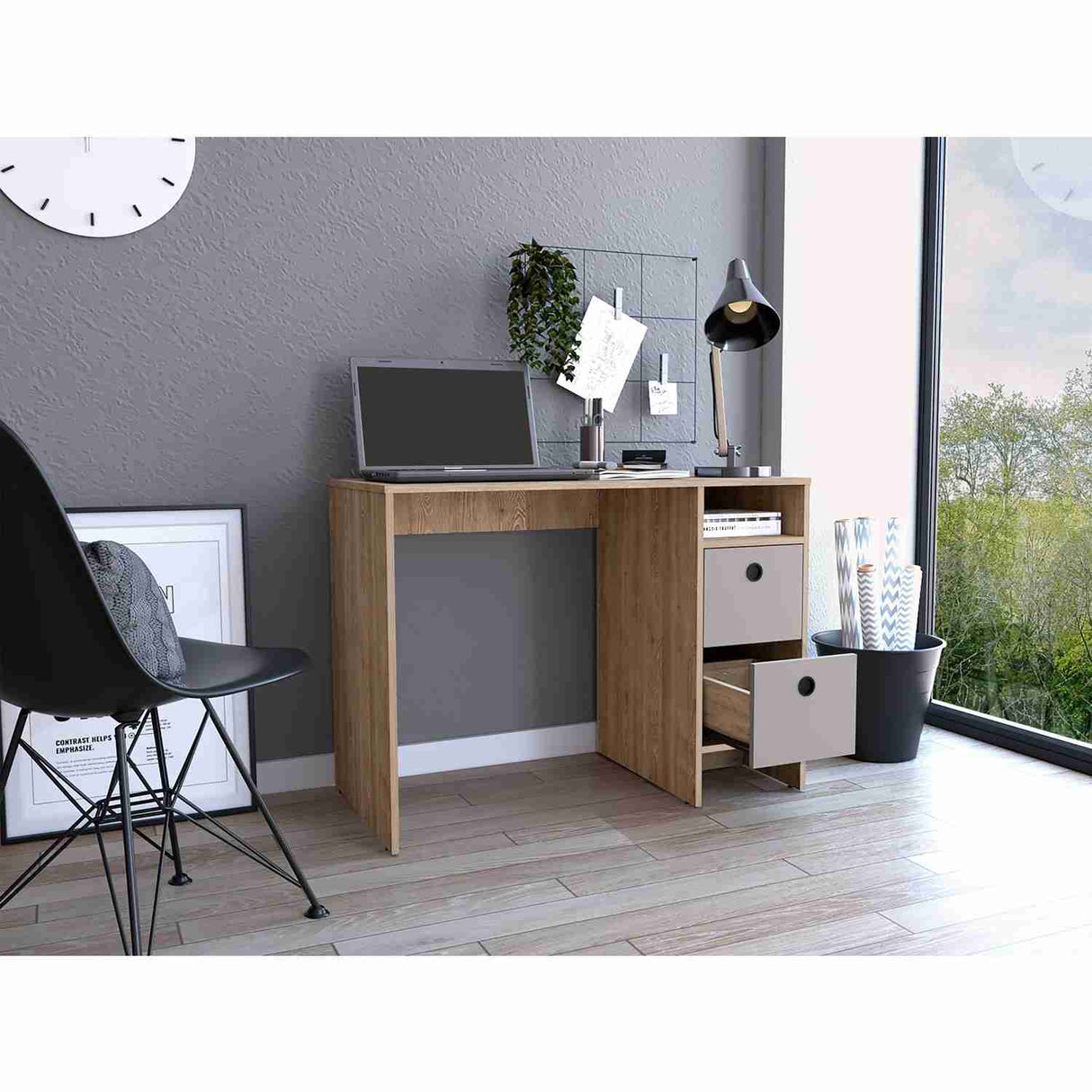 Escritorio Khali Miel 100 cm con Dos Cajones - Escritorios | Bylmo