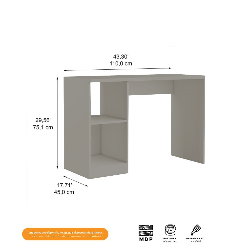 Escritorio Light Pecan 110 cm con Biblioteca - Escritorios y Archivadores | Bylmo