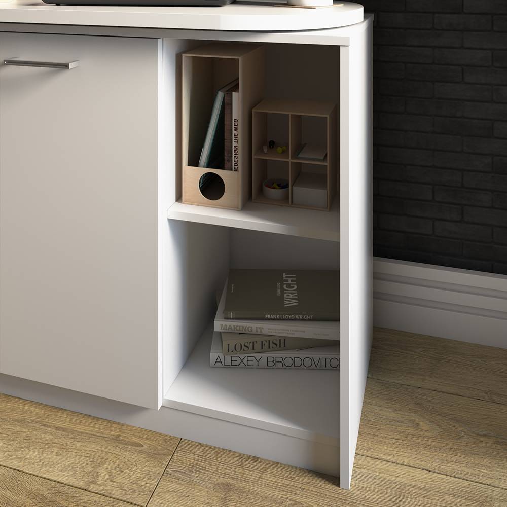 Escritorio en L Logan Blanco 100 cm Transformable, con Cajones y Entrepaños - Escritorios y Archivadores | Bylmo