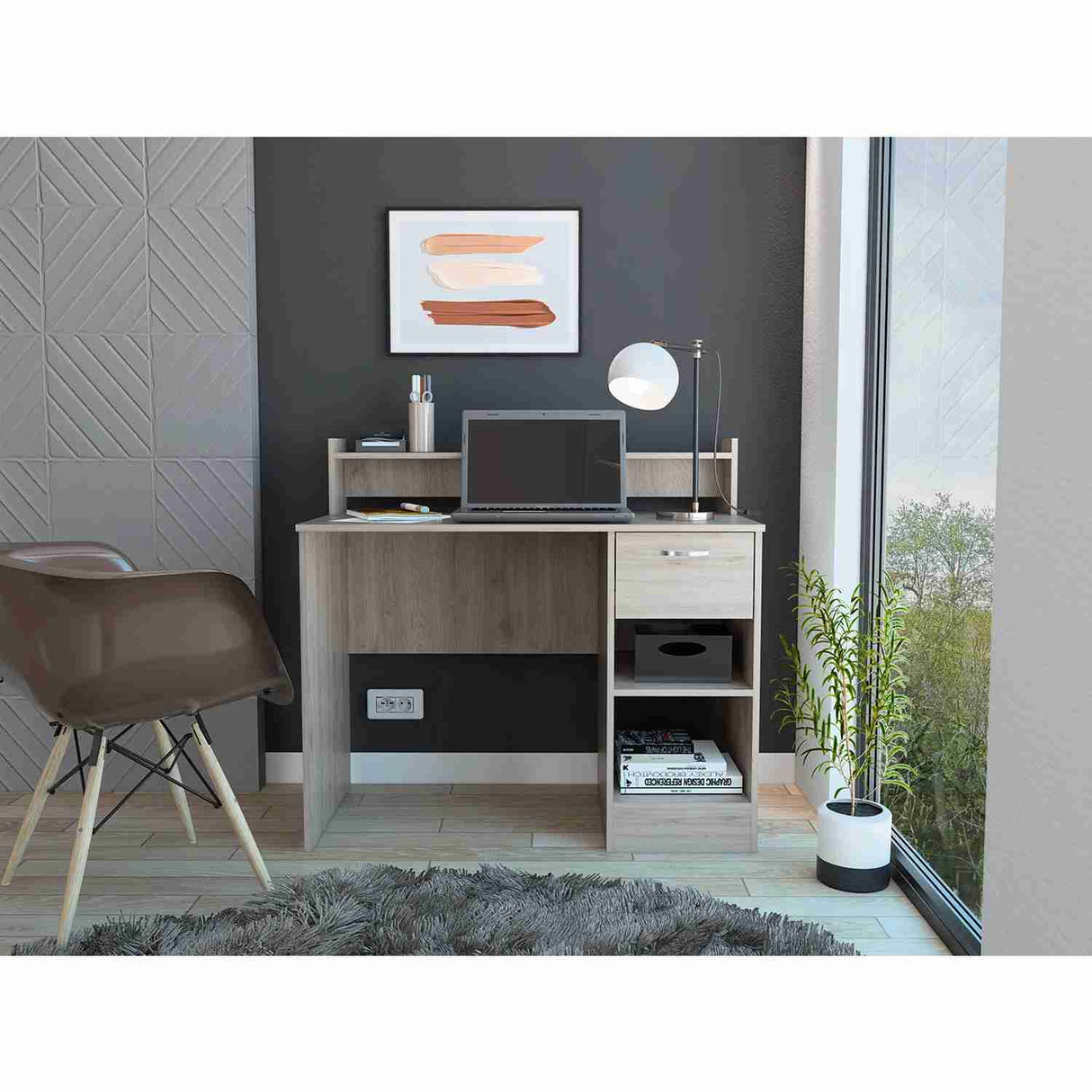 Escritorio Manaos Wengue 93 cm con Un Cajon y Entrepaños - Escritorios | Bylmo