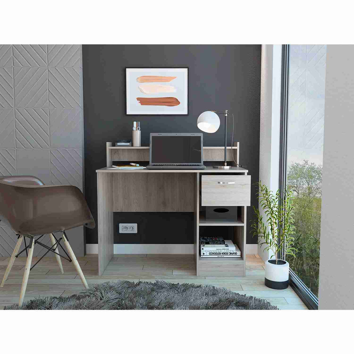 Escritorio Manaos Wengue 93 cm con Un Cajon y Entrepaños - Escritorios | Bylmo