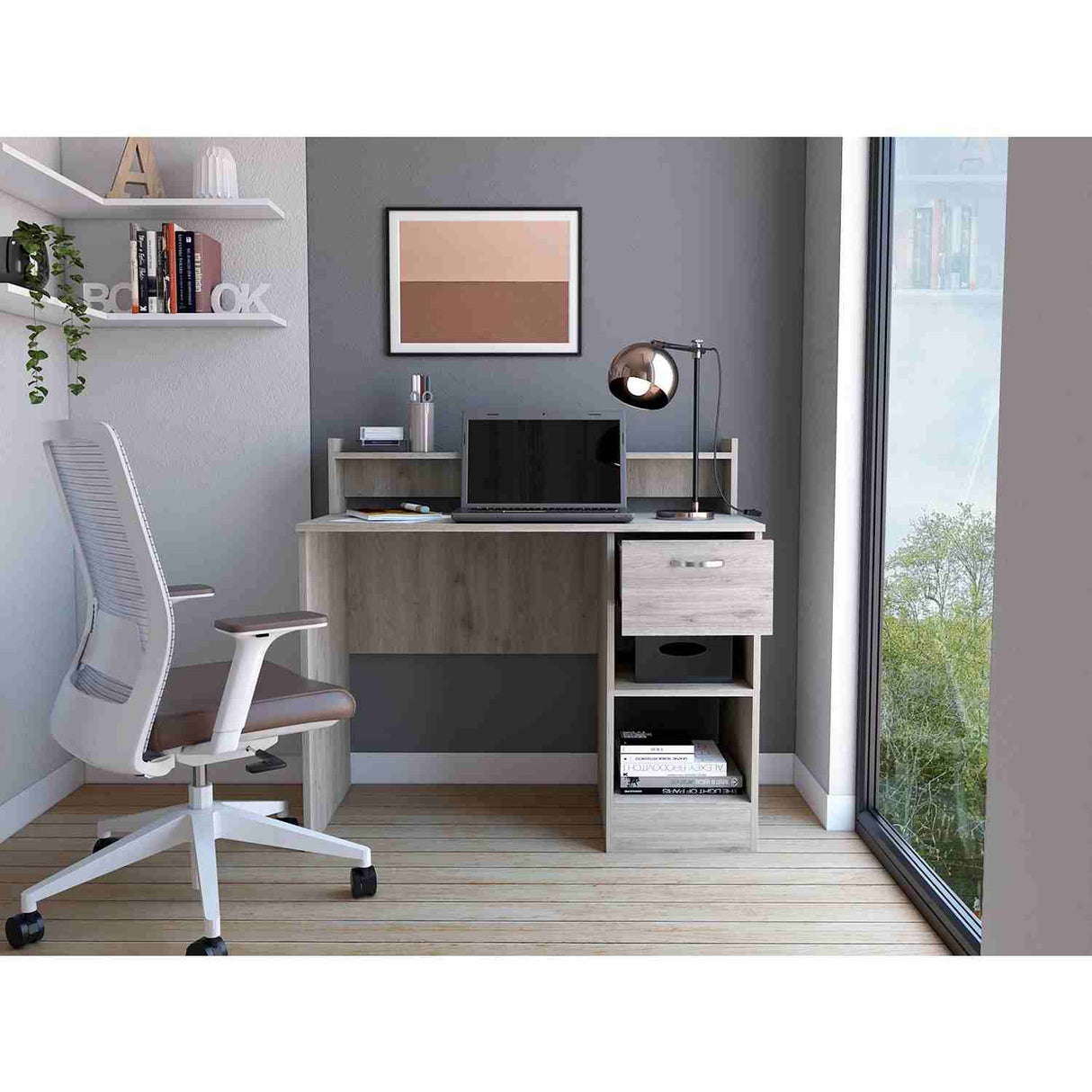 Escritorio Manaos Wengue 93 cm con Un Cajon y Entrepaños - Escritorios | Bylmo