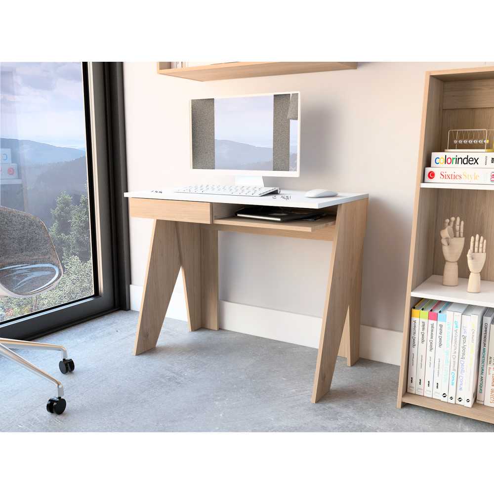 Escritorio Manet Rovere 91 cm con Cajón y Entrepaño - Escritorios y Archivadores | Bylmo