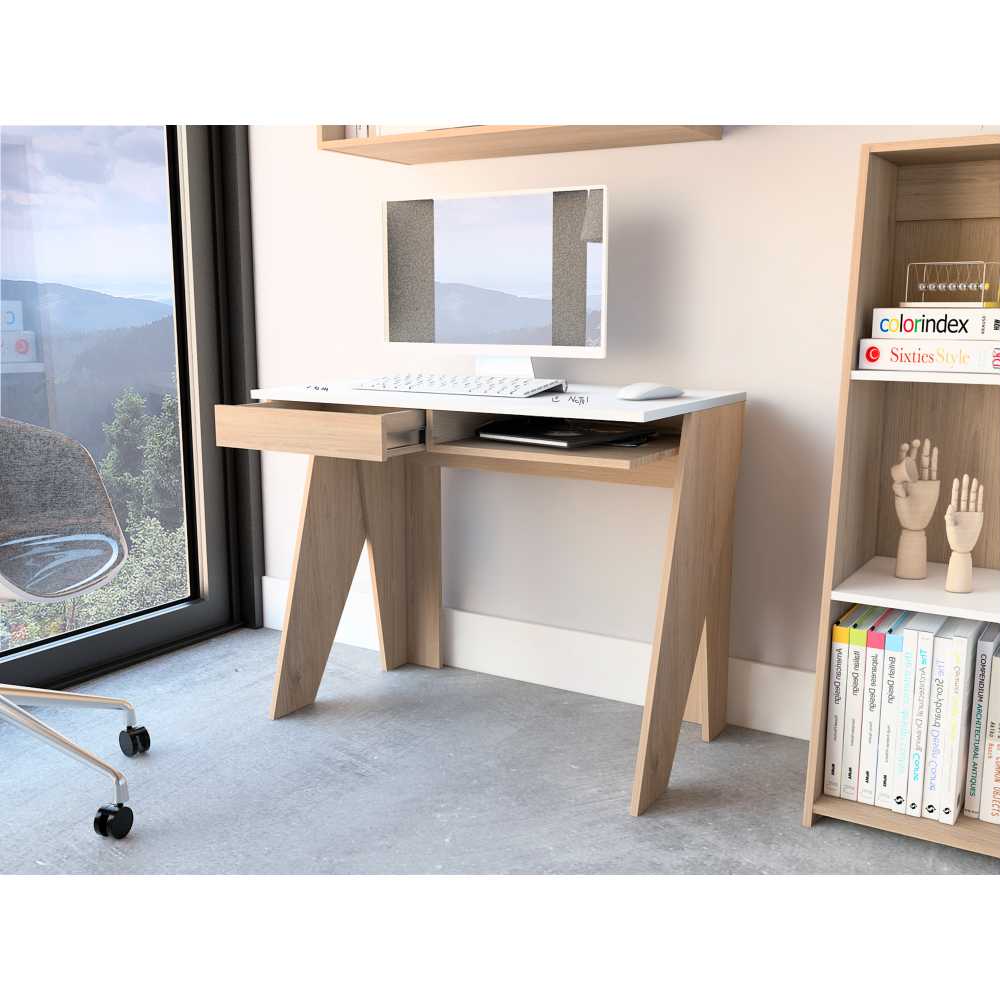 Escritorio Manet Rovere 91 cm con Cajón y Entrepaño - Escritorios y Archivadores | Bylmo