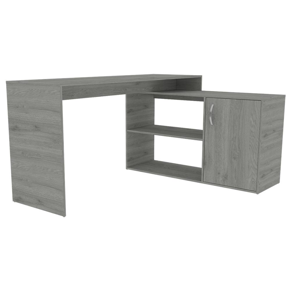 Escritorio en L Mega Ceniza 151.5x76.5cm sin Cajones y con Organizador de Libros - Escritorios y Archivadores | Bylmo